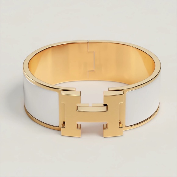 White Hermes clic clac H bracelet - Picture 1 of 1